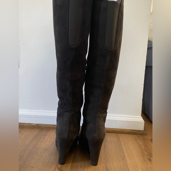 Like New! Stuart Weitzman Suede Knee High Lace Up Wedge Boots, Size 9 - Picture 8 of 16